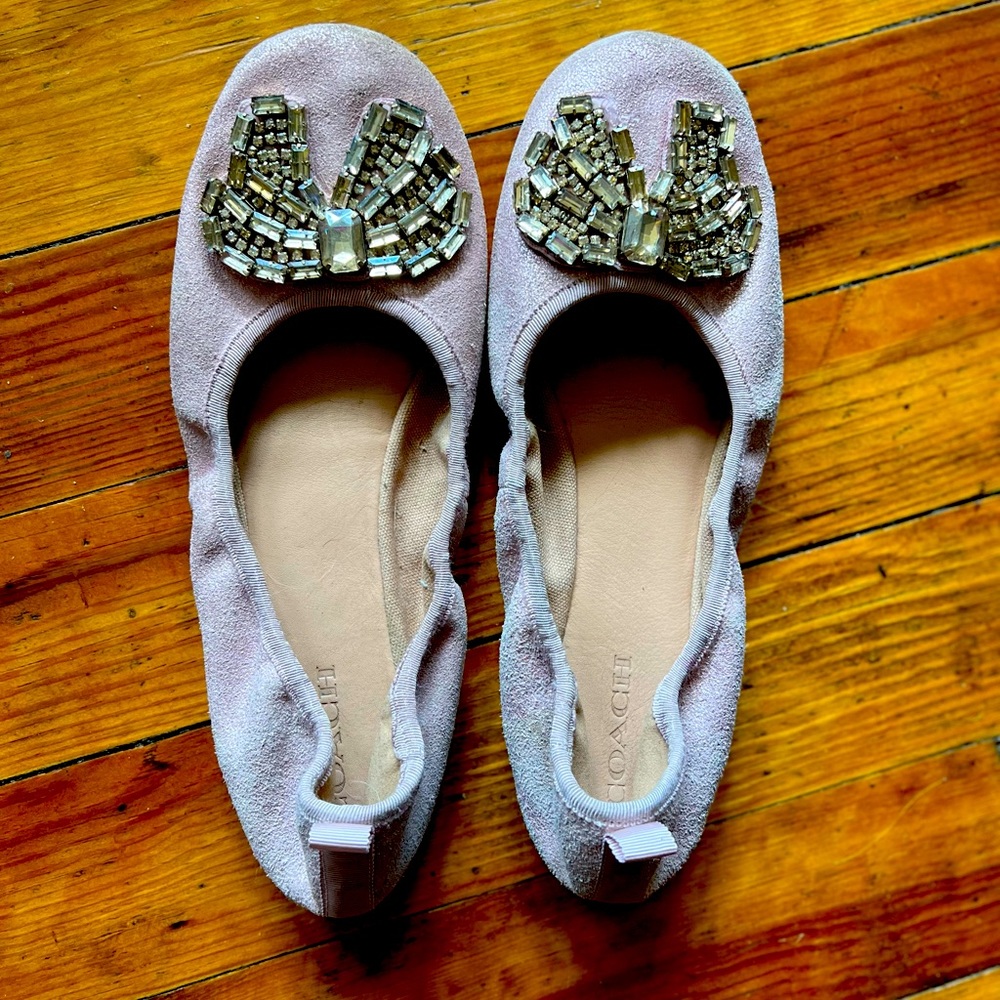 Coach Metallic Suede Blush Flats Size 10